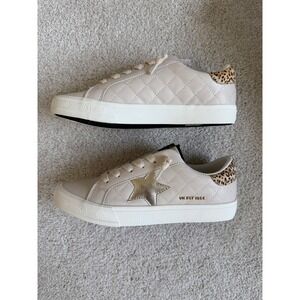 Vintage Havana Womens Quilted Star Sneakers Cream Gold Leopard Size 8.5 NEW